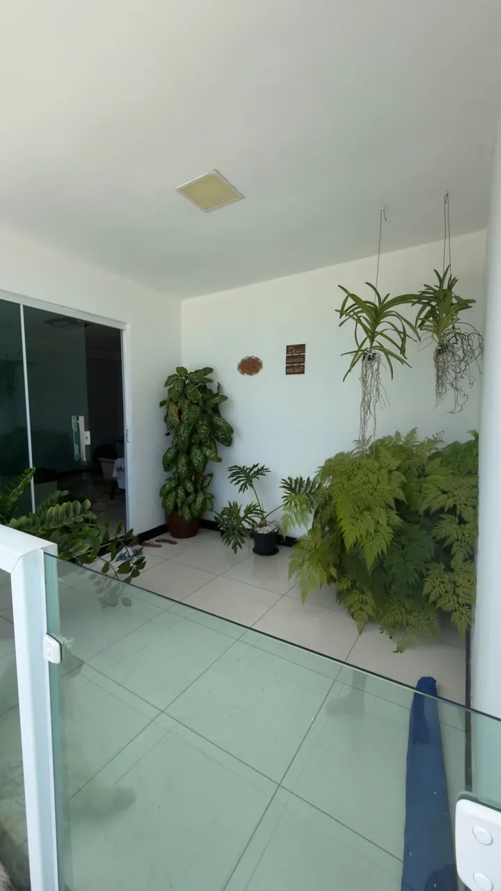 Varanda do térreo com plantas, casa de temporada em Carapebus